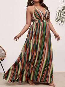 SHEIN VCAY Cami Kleid mit Streifen Muster