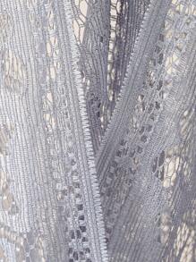 Hollow Out Fringe Hem Shawl - Grey - View 3