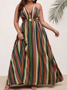 SHEIN VCAY Cami Kleid mit Streifen Muster
