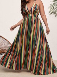 SHEIN VCAY Cami Kleid mit Streifen Muster