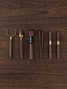 5pcs/set Bamboo Tea Tool Set, Minimalist Brown Tea Tool For Home - Multicolor - View 1