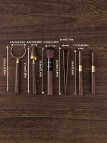 5pcs/set Bamboo Tea Tool Set, Minimalist Brown Tea Tool For Home - Multicolor - View 3