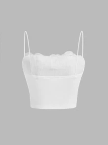 SHEIN MOD Appliques Ribbed Knit Cami Top - White - View 2