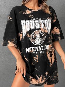 Muchica Đầm Lá thư Cà vạt nhuộm Giải trí - Nhiều màu - Xem 1