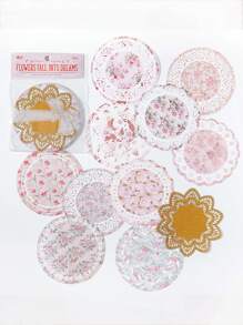 30入組花朵圖案材料紙 - 粉色 - 查看 1