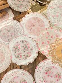 30入組花朵圖案材料紙 - 粉色 - 查看 5