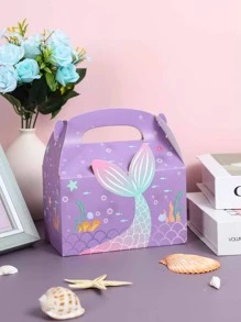 6pcs Purple Mermaid Gift Box, Mermaid Theme Birthday Party Gift Wrapping Supplies Wrapping Box, Kitchen Packaging Supplies Packaging Box, Wedding Party Gift, Party Favor, Birthday Gift, Birthday Decor, Home Decor, Mermaid Decor, Babe Shower Decor Back To School Valentine Day