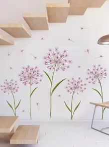 2pcs PVC Wall Sticker, Purple Dandelion Pattern Wall Decal For Home Easter