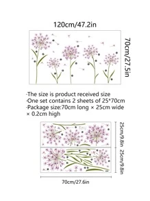 2pcs PVC Wall Sticker, Purple Dandelion Pattern Wall Decal For Home Easter