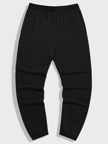 Manfinity Men Letter Graphic Joggers - Black - View 2