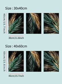 3入組/套熱帶樹葉印花無框繪畫現代植物印花牆壁藝術畫適用於家庭牆壁裝飾 - 彩色 - 查看 4