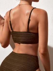 Plain Bikini Top - Brown - View 2