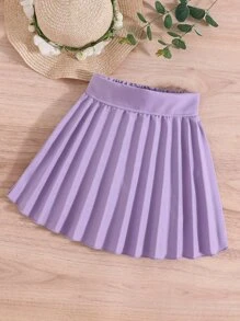 Váy bé gái Xếp li màu trơn Giải trí - Màu tím - Xem 1