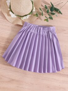 Váy bé gái Xếp li màu trơn Giải trí - Màu tím - Xem 2