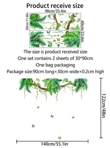 2 件/套叶子和蝴蝶图案墙贴，卡通 PVC 可移除墙标贴花，用于家居装饰，贴纸，墙贴花，乙烯基贴花，用于家居装饰，春季装饰品让您的家焕然一新，拉玛装饰贴纸礼物生日毕业 - 彩色 - 查看 4