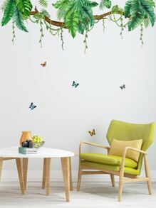 2 件/套叶子和蝴蝶图案墙贴，卡通 PVC 可移除墙标贴花，用于家居装饰，贴纸，墙贴花，乙烯基贴花，用于家居装饰，春季装饰品让您的家焕然一新，拉玛装饰贴纸礼物生日毕业 - 彩色 - 查看 5