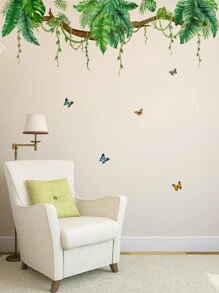2 件/套叶子和蝴蝶图案墙贴，卡通 PVC 可移除墙标贴花，用于家居装饰，贴纸，墙贴花，乙烯基贴花，用于家居装饰，春季装饰品让您的家焕然一新，拉玛装饰贴纸礼物生日毕业 - 彩色 - 查看 6