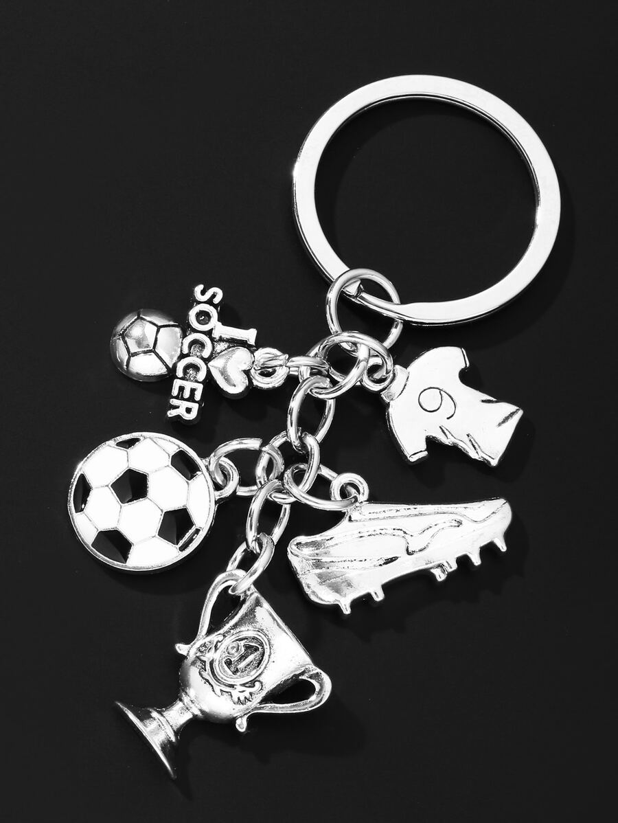 Móc khóa bóng đá đường phố & cúp Quà tặng lưu niệm Phụ kiện xe hơi Túi xách Ba lô cho trường học - Bạc - Xem 1