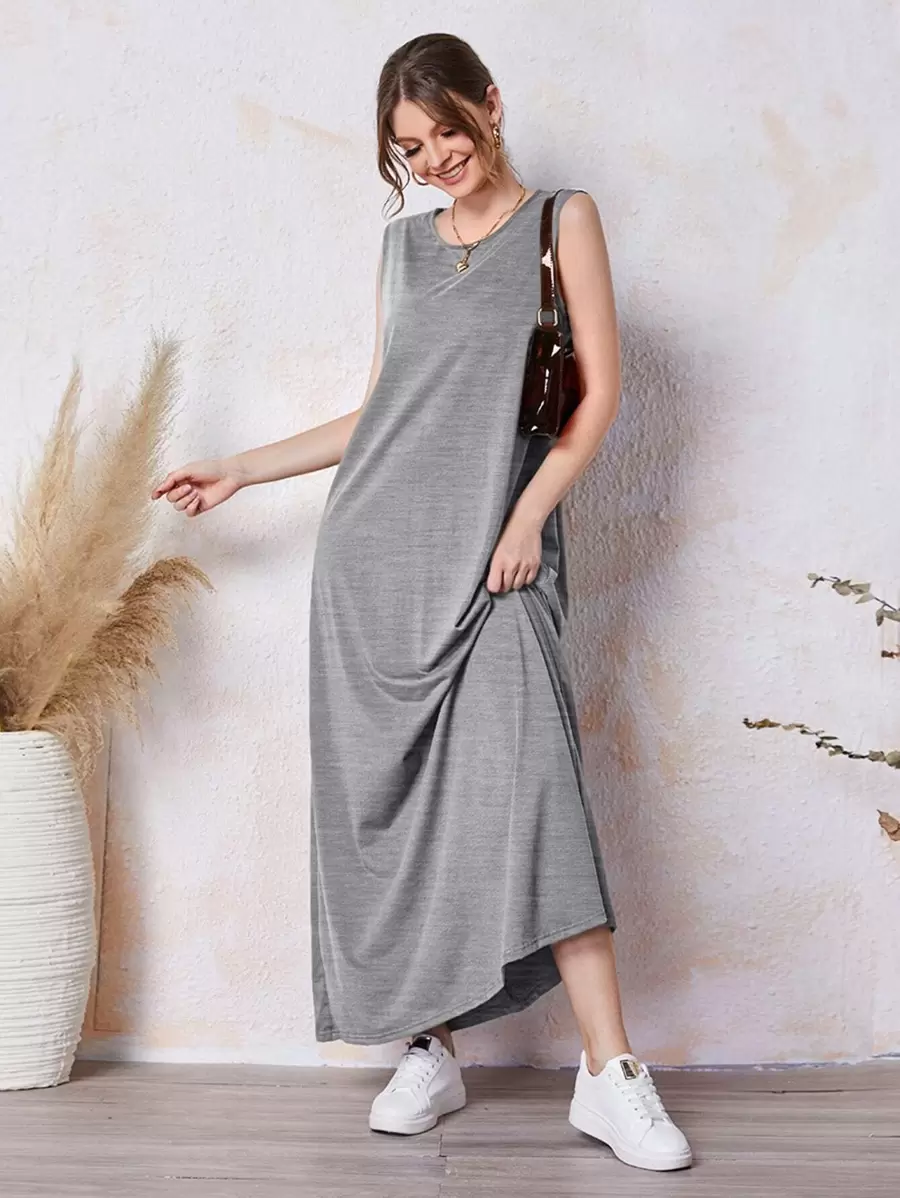 Mulvari Solid Tank Dress - Grey - View 1