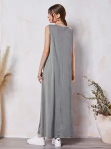 Mulvari Solid Tank Dress - Grey - View 2