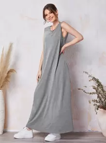 Mulvari Solid Tank Dress - Grey - View 4