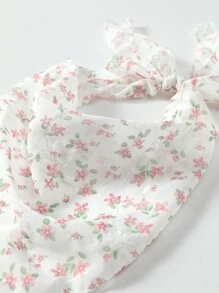 碎花頭巾 - 白色 - 查看 3