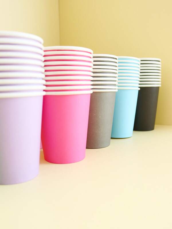 10pcs/set Solid Color Green Disposable Cup, Minimalist Disposable Paper