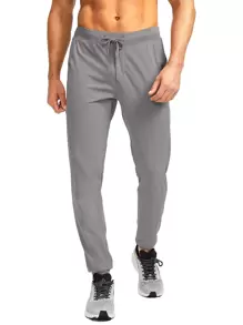 G Gradual Men Drawstring Waist Zipper Pocket Sports Trousers - Grey - View 3