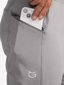 G Gradual Men Drawstring Waist Zipper Pocket Sports Trousers - Grey - View 4