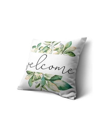 1入組無填充物葉子和字母圖形靠墊套現代織物裝飾抱枕套適合家居四季皆宜