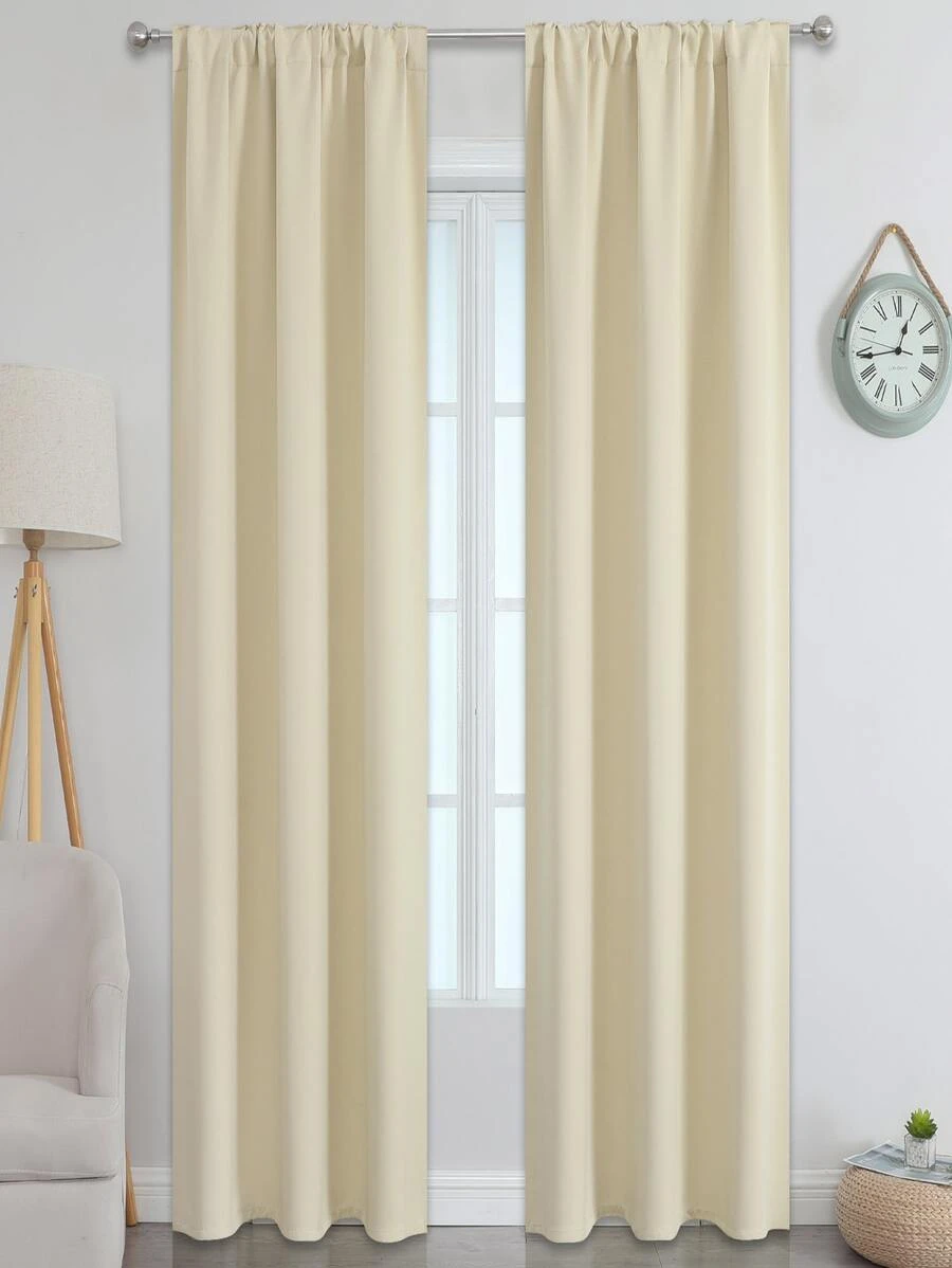Estelar Textiler 素色單片極簡滌綸臥室和客廳遮光窗簾 - 米色 - 查看 1