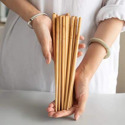 1 Set (10 Pairs) Bamboo Chopsticks, Basic Household Tableware