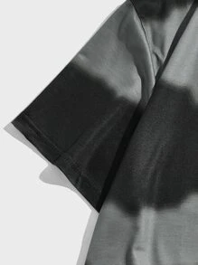 ROMWE MEN Grunge Punk Nam Nhuộm buộc Đồ họa Chữ cái Áo thun - Màu xám đen - Xem 4