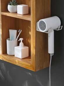 1入組鐵吹風機支架極簡主義白色壁掛式浴室吹風機架