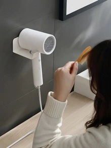 1入組鐵吹風機支架極簡主義白色壁掛式浴室吹風機架