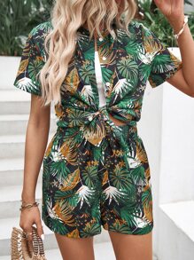 Breezaya Bộ đồ hai mảnh nữ Nút phía trước Nhiệt đới Boho - màu đen - Xem 6