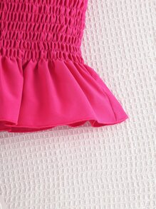 Toddler Girls Cold Shoulder Ruffle Trim Top & Skirt - Hot Pink - View 4