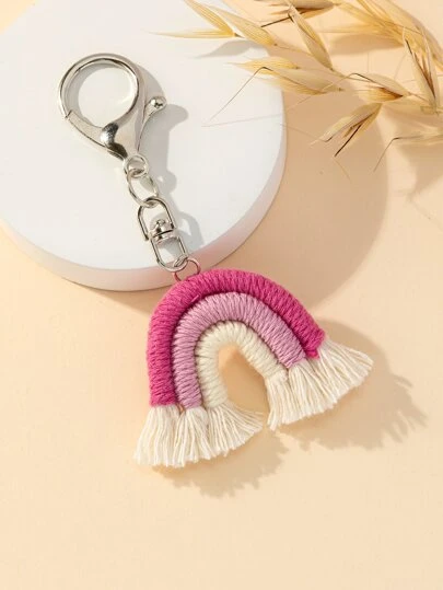 女士时尚小彩虹钥匙扣装饰礼品袋礼物趣味礼品趣味礼品多色包饰汽车饰品女士钥匙扣饰钩针包学校用品教师礼物返校教师配饰毛绒钥匙扣