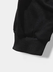 ROMWE MEN Hombres Pantalones deportivos con letra japonesa & con estampado de dragón de cintura con cordón - Negro - Ver 6