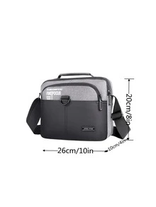 Men Letter Graphic Square Bag - Light Grey - View 3