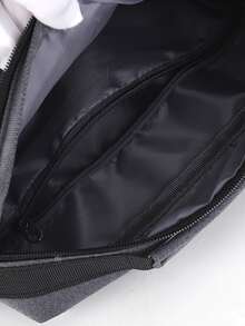 Men Letter Graphic Square Bag - Light Grey - View 4