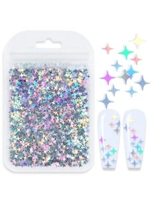 1 袋 2G 四角星全息美甲亮片 DIY 饰品指甲配件闪光星形亮片美容美甲沙龙装饰指甲宝石指甲用品