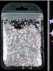 1 袋 2G 四角星全息美甲亮片 DIY 饰品指甲配件闪光星形亮片美容美甲沙龙装饰指甲宝石指甲用品