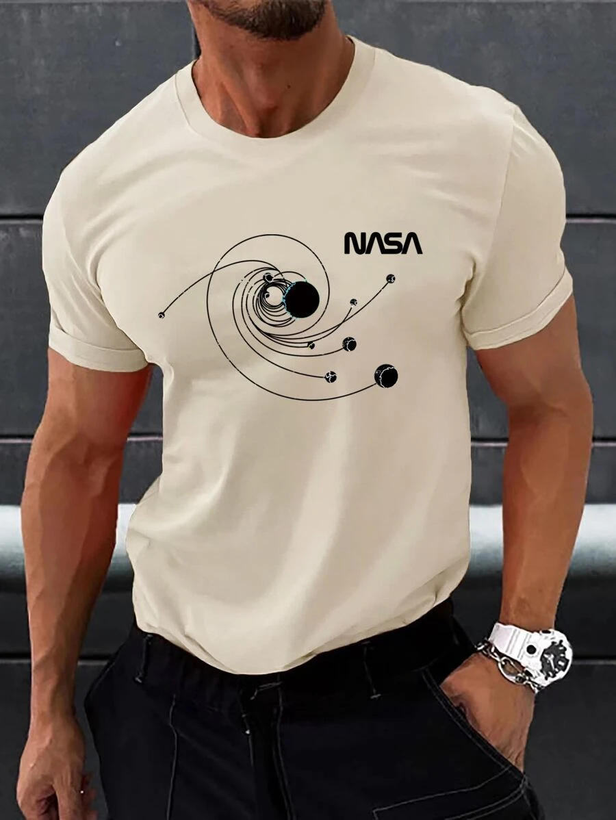 Manfinity Men Letter Graphic Tee - Khaki - View 1