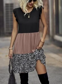 EMERY ROSE Cut And Sew Babydoll Dress - Multicolor - View 1