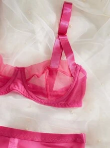 Set de lencería con encaje en contraste con aro - Rosa Fucsia - Ver 5