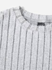 SHEIN EZwear 素色頭巾下擺短款T恤 - 淺灰色 - 查看 3