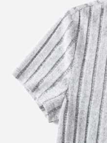 SHEIN EZwear 素色頭巾下擺短款T恤 - 淺灰色 - 查看 5