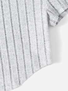 SHEIN EZwear 素色頭巾下擺短款T恤 - 淺灰色 - 查看 6