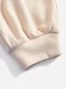 SHEIN EZwear Bộ đồ hai mảnh nữ màu trơn Giải trí - Màu be - Xem 4